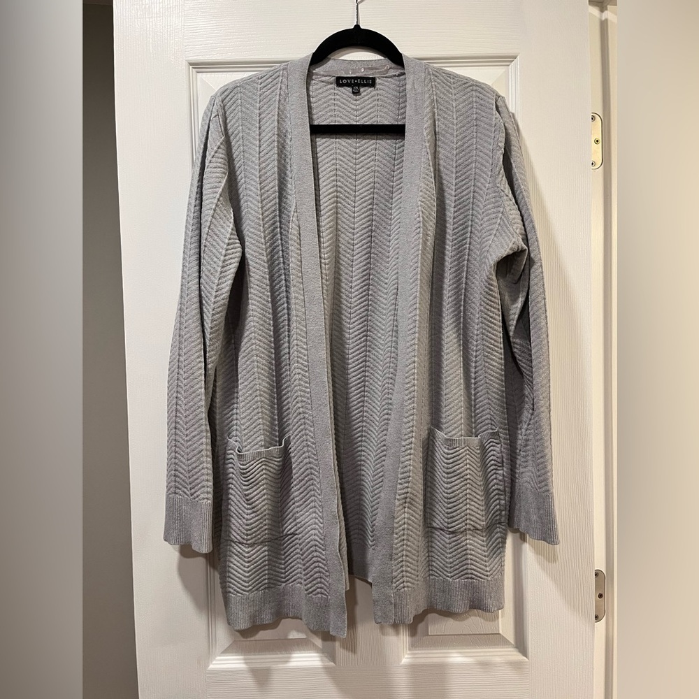 Light gray herringbone long cardigan from Stitch Fix